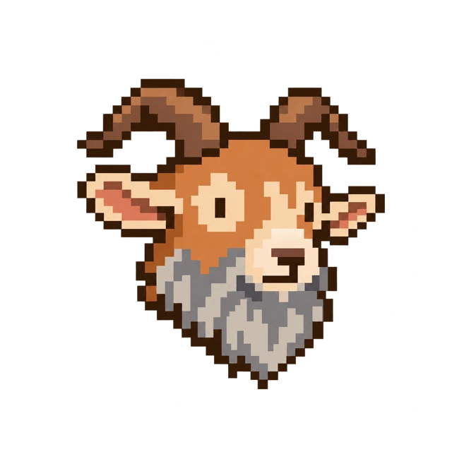 David as a pixel goat with a gray beard